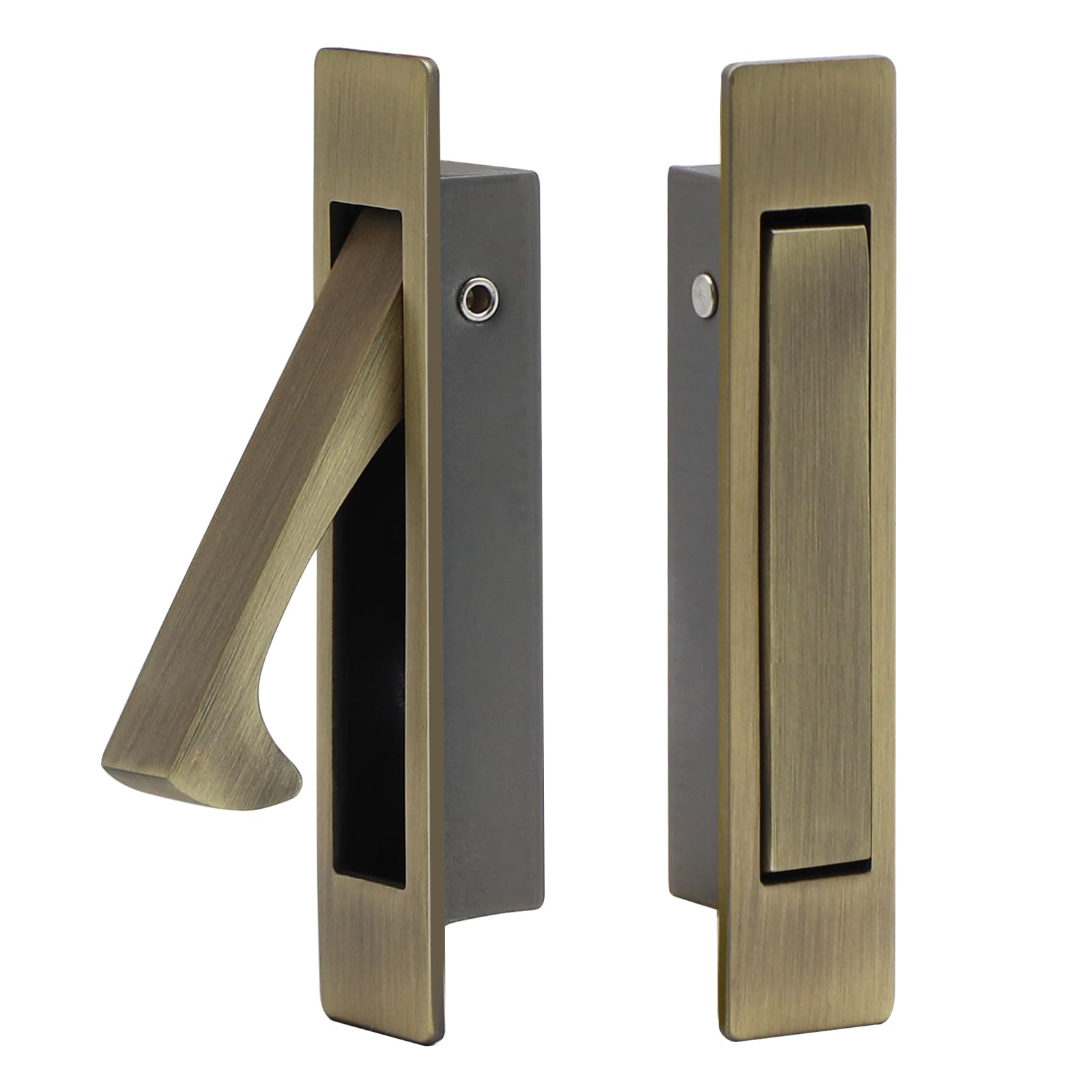Photo 1 of Pocket Pull Handle, Edge Pull, Professional Stainless Steel 304, Flush Mount for Sliding Door (Antique Brass, 2)