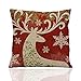 ME COO Deep red Christmas Series The Christmas elk Christmas Tree Hug Pillow Covers Decorative Pillow Covers Standard Pillow coer 18 Inches × 18 Inches 1Pcs