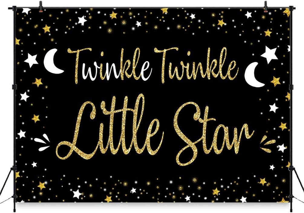 COMOPHOTO Newborn Baby Shower Backdrop for Photography Twinkle Twinkle Little Star Backdrop Starry Star and Moon Photo Background Studio Party Decoration Banner 7x5ft Vinyl Fabric
