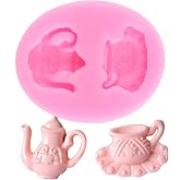XMOLDNMS Tea Party Fondant Cake Mold Teapot Silicone Molds | Tea Party Cake Decorating Cupcake Topper Candy Chocolate Polymer Clay Gum Paste