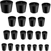 22 PCS Set of Black Solid Rubber Stoppers (11 Assorted Sizes) 000#&ndash;8# Tapered Lab Plugs for Sealing