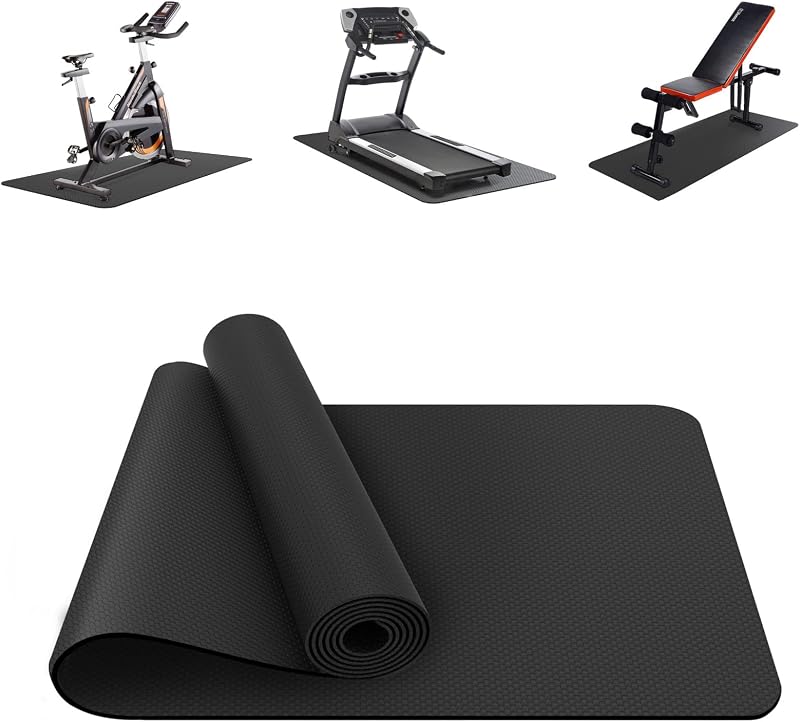 Vanexiss Treadmill Mat Heavy-Duty 180x75 cm Floor Protector Black