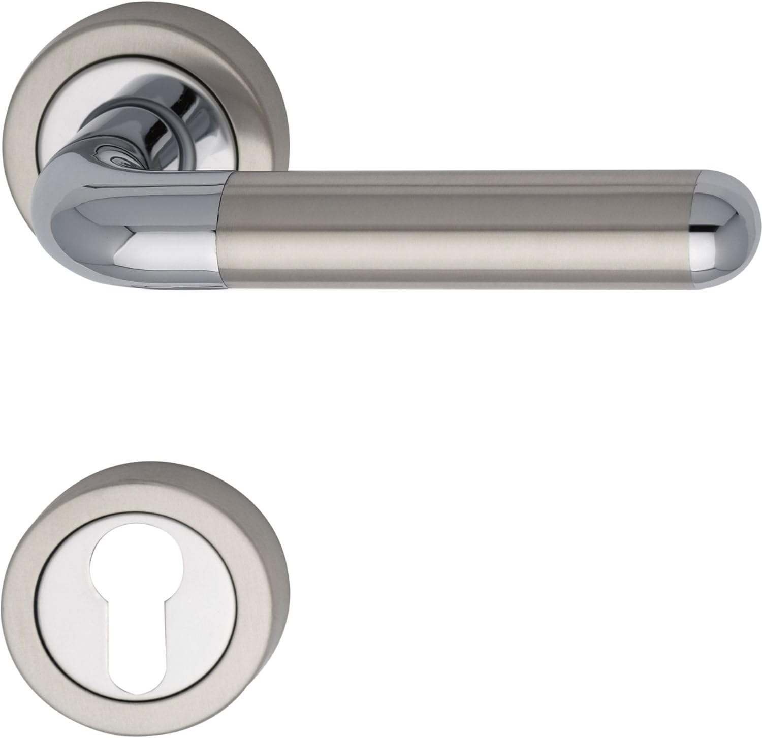 Marc Hesi Door Handle Set with Rosette PZ Profile Cylinder Lock Chrome-Plated Brass/Stainless Steel, 1710.16 a.219.m