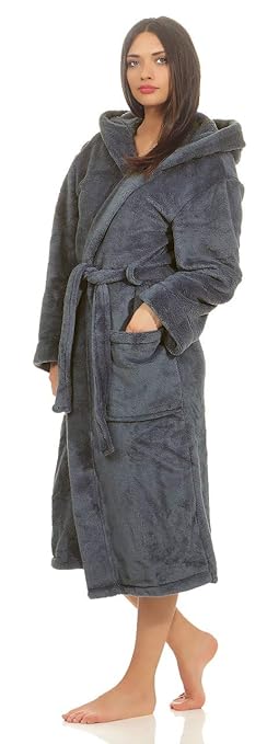 bademantel damen kurz grau