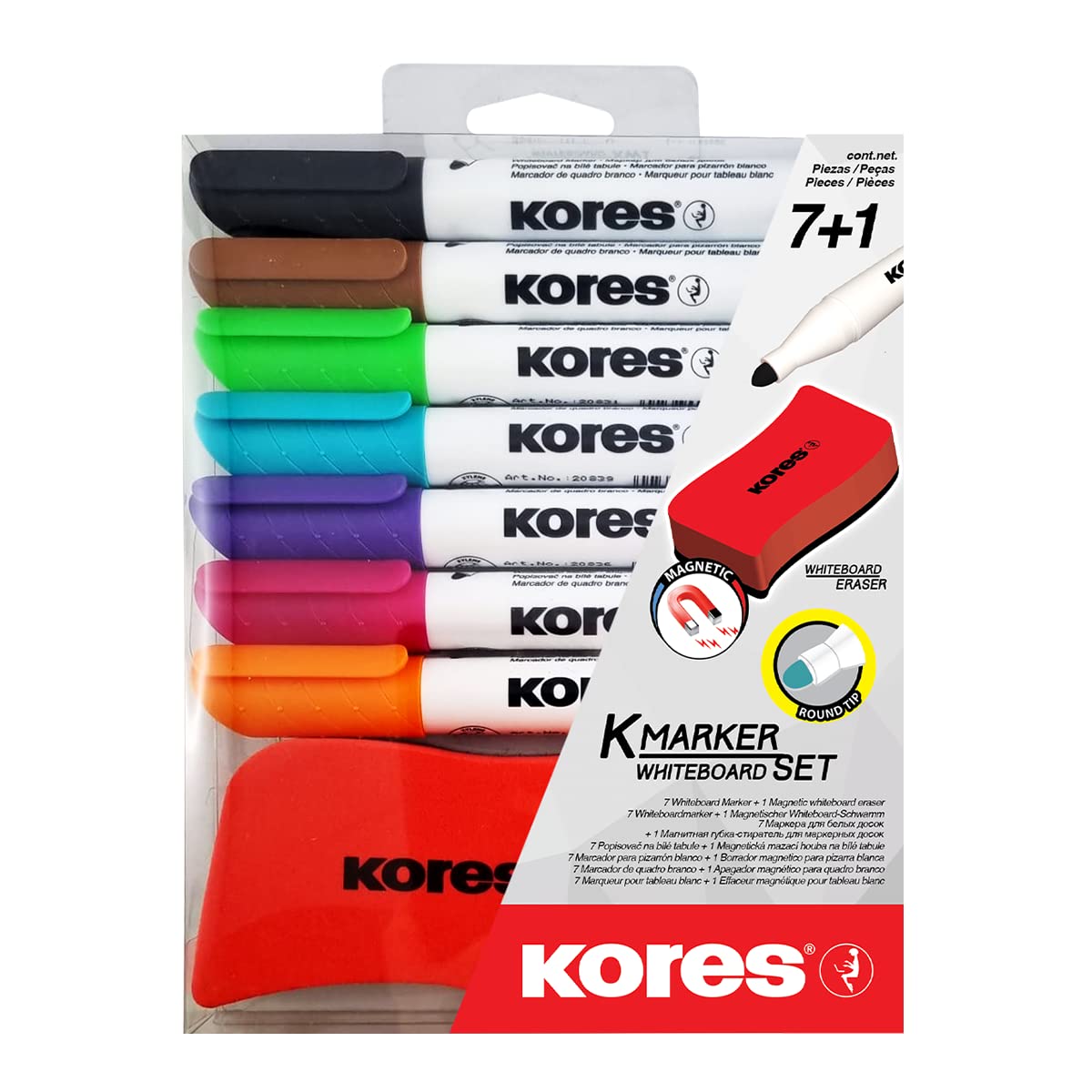 Kores - Blue Whiteboard Marker Pens - K-Marker XW1, Round Tip with Low-Odour Ink - Dry Wipe Marker Pens - Back to School Supplies, Office Supplies - Pack of 12