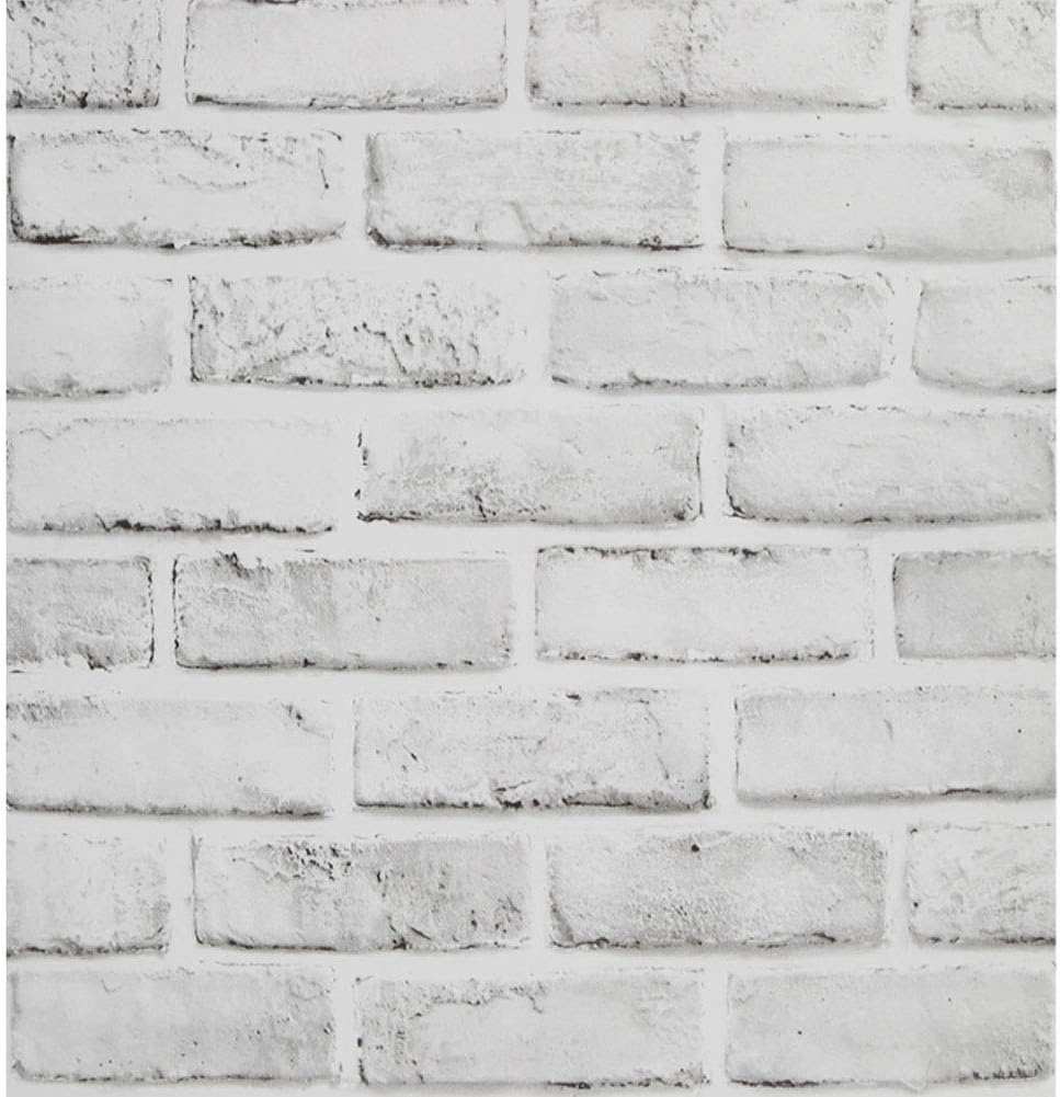 White Grey Brick Effect Wallpaper Light Grey Self Adhesive Rustic