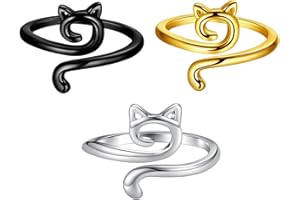 Nwsrayu 3 pcs Yarn Ring Cat Ears Crochet Ring Beginner Knitting Crocheting Gift Crochet Tension Tool Finger Ring Gift Gold Silver Black Pink