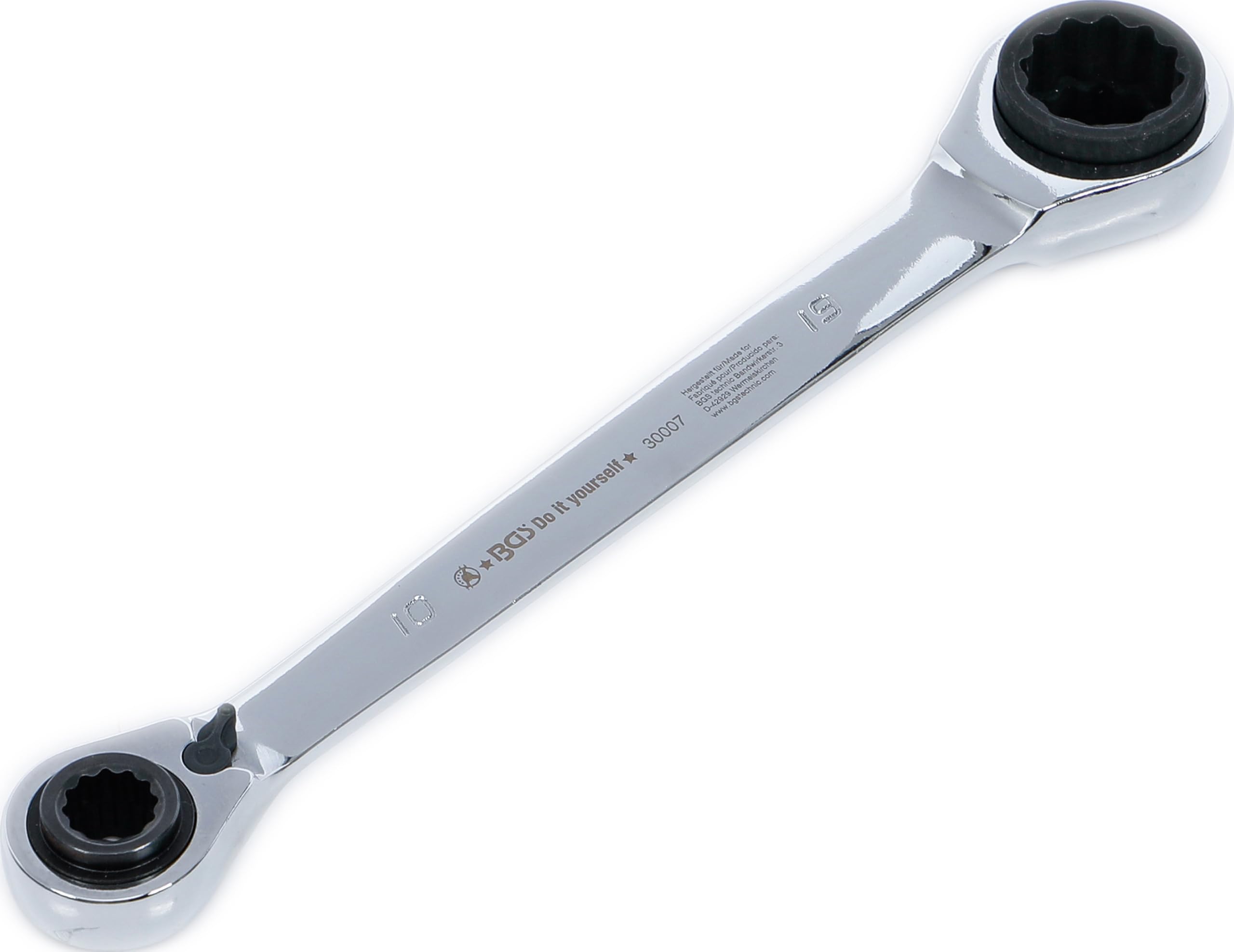BGS Diy 30007 | Double Ended Ratchet Wrench | 4-in-1 | 10 x 13-17 x 19 mm