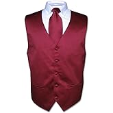 Vesuvio Napoli Men's Dress Vest and NeckTie Solid Color Neck Tie Set for Suit or Tuxedo Mens Waistcoat
