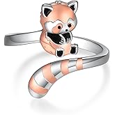 qielizhu Red Panda Ring 925 Sterling Silver Cute Animal Jewelry Red Panda Gifts for Women Wife Christmas Gift