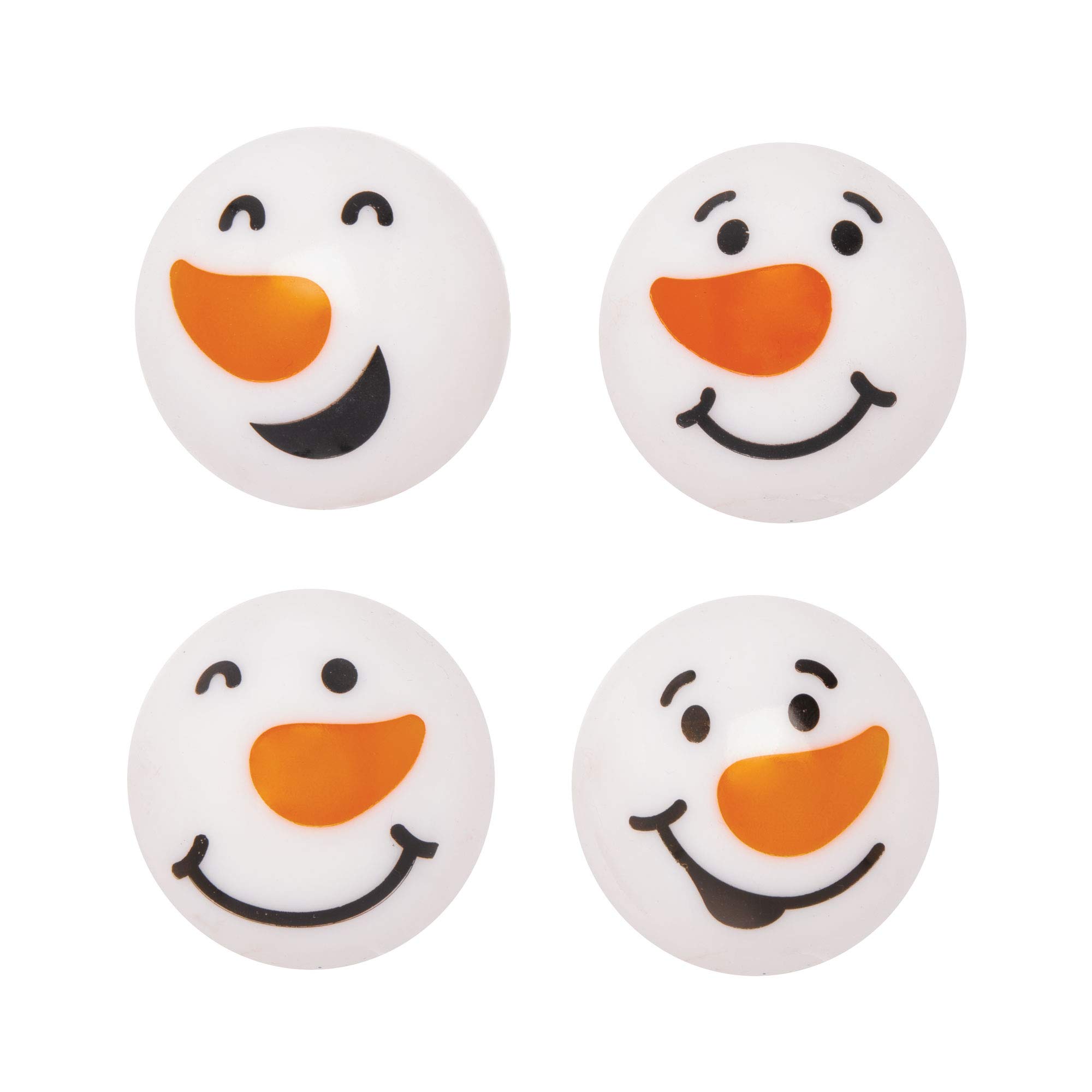 Baker Ross Snowman Light-Up High Bounce Balls - Pack of 4, Christmas Party Bag Fillers for Kids (AT354)
