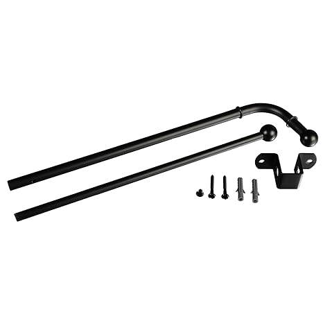 Liedeco Gardinenstange mit Schwenkarm erweiterbar Version 060–100 cm Schwarz