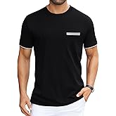 Hardaddy Men's Color Block Pullover Crew Neck Short Sleeve Tee Shirts with Pocket