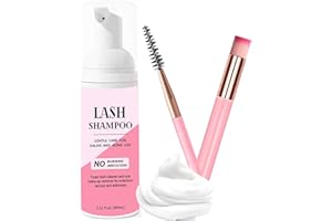 Eyelash Extension Cleanser, AREMOD 50ml Lash Shampoo for Lash Extensions with Eyelash Brush for Makeup Remove Salon and Home Use