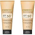 Generic Hydrating Mineral Sunscreen SPF50+ PA+++ Oil Free Suncream for Face, Tinted Mineral Sunscreen for Oily Skin, Waterproof & Long-Lasting Sunblock (2pc)