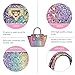 CMK Trendy Kids My First Shinny Glitter Rainbow Purse for Little Girls Toddlers Mini Tote with Poms (80003_Rainbow), Small