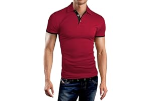 KUYIGO Men's Short Long Sleeve Polo Shirts Casual Slim Fit Basic Designed Cotton Shirt Tops