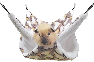 Small Pet Cage Hammock, Bunkbed Sugar Glider Hammock, Guinea Pig Cage Accessories Bedding, Warm Hammock for Parrot Ferret Squ