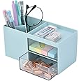 Citmage Desk Organizer Caddy with 5 Compartments Office Workspace Desktop Holder Plastic Stationery Storage Box for Pencils,Markers,Erasers,Pens (Blue_2)…