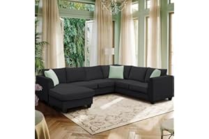 UBGO Living Room Furniture Set,Modern Large Upholstered U-Shape Sectional Sofa, Extra Wide Chaise Lounge Couch, Modular Sleeper Oversized Sofá,for Office, Spacious Space-Grey