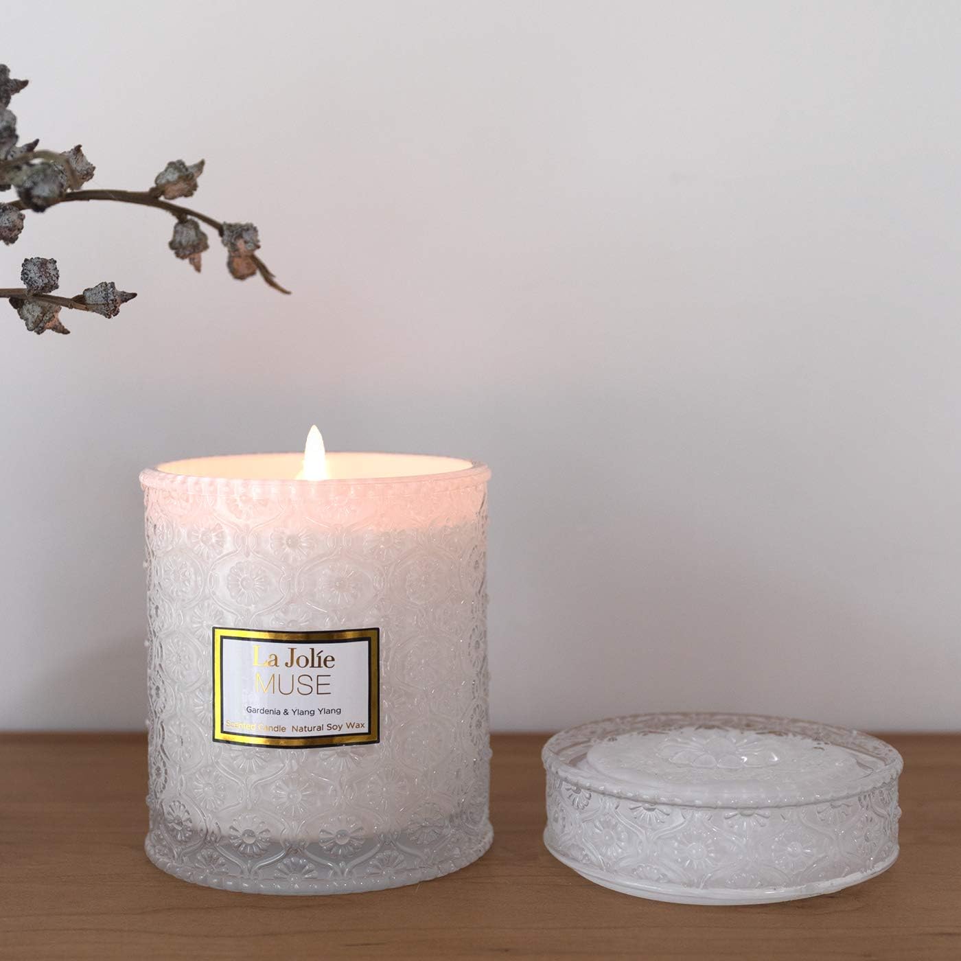 La Jolíe Muse Scented Candle Gardenia & Ylang Ylang Candle Gifts for Women 19.4Oz /550g Large Glass Jar Candles Natural Soy Wax Candle for Home 90 Hours Long Burning Time - Image 4