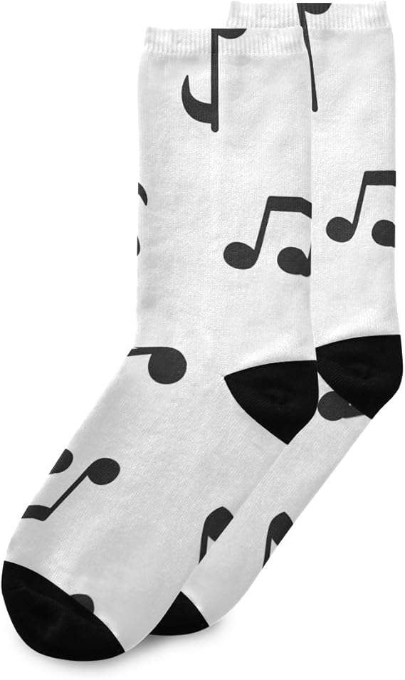 Amazon Vawa 靴下 ソックス おしゃれ かわいい 音楽 ノート 黒白 セット 通気性 滑り止め ポップスタイル 春夏秋冬 男女兼用 中ストッキング 靴下 通販