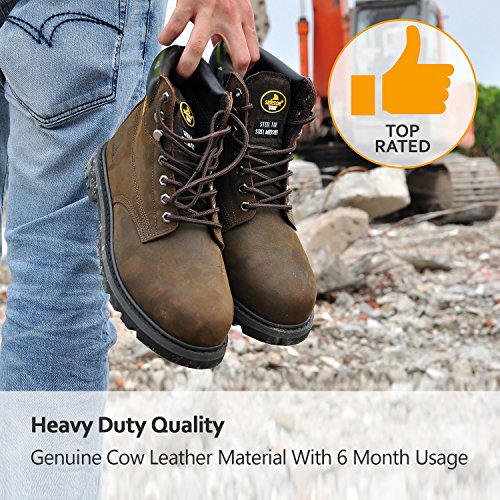 SAFETOE Work Boots For Men Steel Toe Safety Shoes - M8179 Women Leather Wide Width Safety Toe Boots - Thumbnail 3