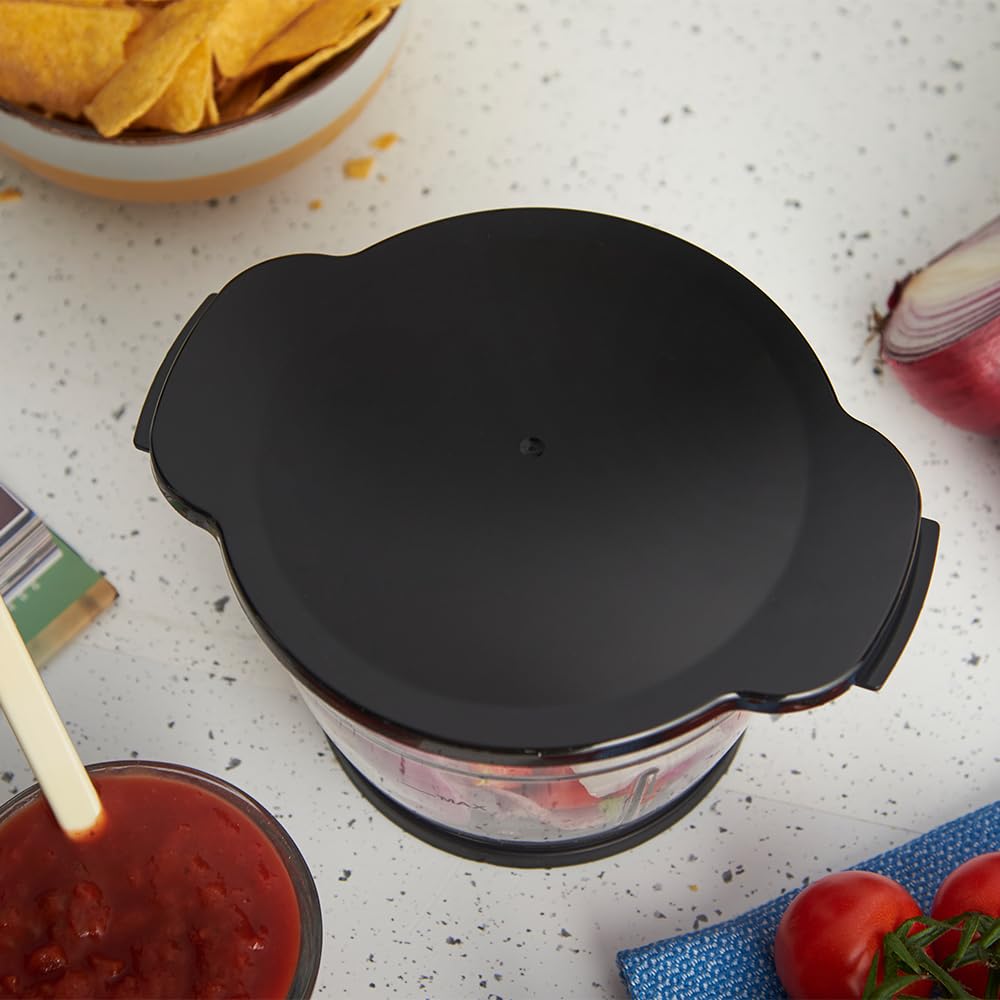 Russell Hobbs Zerkleinerer Elektrisch Mini [Glasbehälter mit Deckel] Desire Red (500ml, 2-flügeliges Edelstahlmesser, Mixer, Multi-& Universalzerkleinerer für Obst, Gemüse & Fleisch, 350W) 27132-56 7