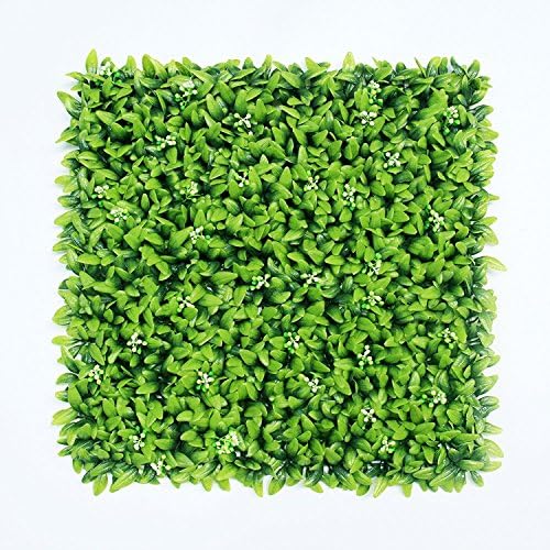 Artificial Hedge Outdoor Artificial Plant Great Boxwood and Ivy Substitute Sound Diffuser Privacy Fence Hedge (1 pcs, white flowers)