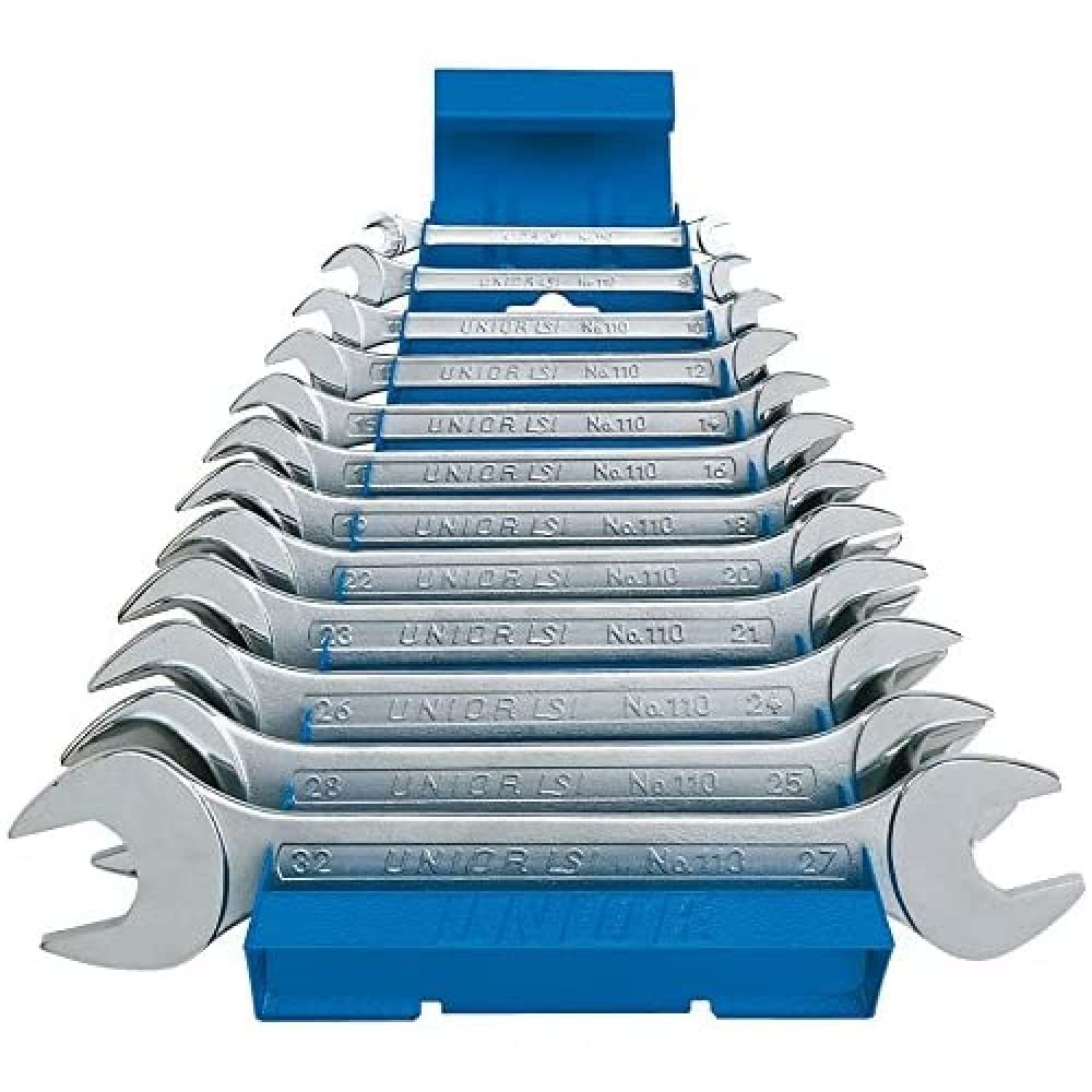 Unior 110/1MS Double Open-End Spanner Set with Metal Stand 6-32/12