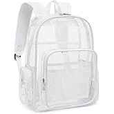 Mimfutu Heavy Duty Clear Backpack School Backpack, PVC Transparent Backpacks See Through Bookbag for Girls Boys Women Men (White)