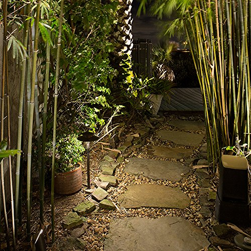 VOLT Stratum 12V Brass 2-Tier Path Light (9" Shade, 25" Tall) for Low Voltage Landscape Lighting on Outdoor Pathway, Walkway, Garden, Driveway or Patio