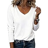 Flamingals Women's V Neck Long Gathered Sleeve Solid Business Work Tops Relaxed Fit Cute Shirts for Dressy Casual Wear