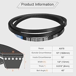 uxcell 4Pcs AX70 EPDM V-Belt, Raw Edge Cogged