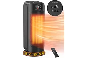 OPRUNSY Space Heater, 1500W Space Heaters Efficient Heating with LED Display, 1-24H Timer, ECO, Multiple Protection, 60° Oscillating Portable Heater Quiet Heating for Garage Home Office Indoor Use