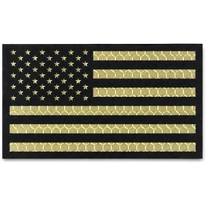 GaugeUSA American Flag IR Infrared Reflective Patch, 3.5 x 2 Inches, Hook and Loop, Laser Cut, Patches for Backpacks, Militar