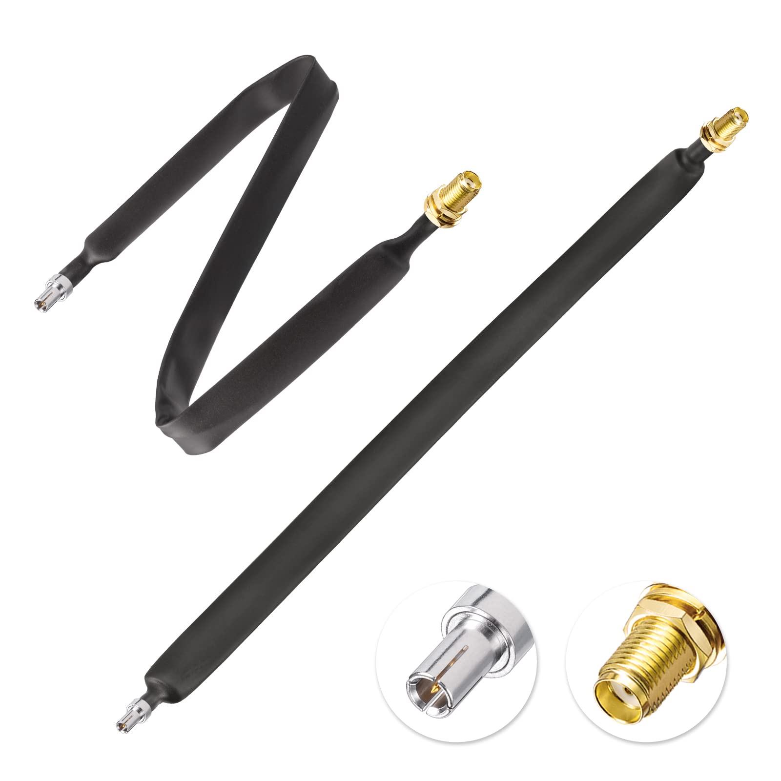 Eightwood SMA female to TS9 male flat cable 30cm(2PCS) for 4G LTE Modem, Mobile Broadband Router, Hotspot MiFi Router, Pocket Hotspot