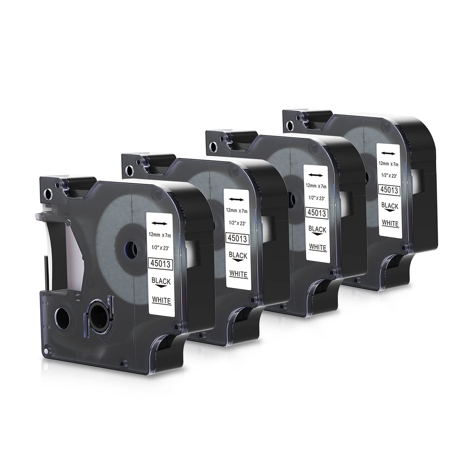 4 x P PUTY s45013 Tape as Replacement for Dymo Label Tape D1 12 mm x 7 mm 45013 Label Tape Black on White for Label Manager 160 Labelling Device