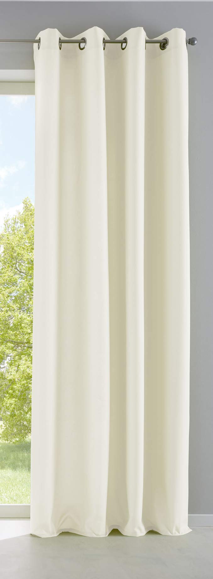 Gardinenbox Palermo 10000265 Opaque Curtain Matt Translucent with Eyelets and Tie Backs Decorative Curtain H x W 245 x 140 cm Cream