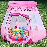 MAIKEHIGH Children Play Tent Ball Pit Hexagonal Foldable Castle Playhouse Pop Up House Tents For Kids (Ball Not Included) (Pink)
