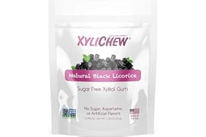 Xylichew 100% Xylitol Chewing Gum - Non GMO, Non Aspartame, Gluten Free, and Sugar Free Gum - Natural Oral Care, Relieves Bad Breath and Dry Mouth - Licorice, 50 Count