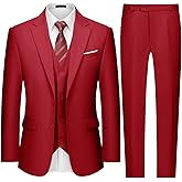 MAGE MALE Mens Two Button 3-Piece Suits Slim Fit Tuxedo Set with Blazer Jacket Vest & Pants for Wedding Prom Business