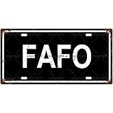 FAFO FAFO Metal Tin Sign License Plate Bar Cafe Garage Cave Home Room Wall Bathroom Farmhouse Garden Porch Patio Decor, 12 x 6 Inch