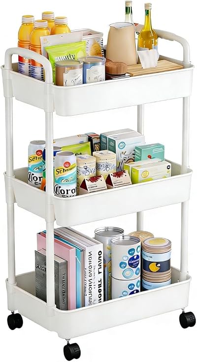 Multibao 3 Tier Storage Trolley on Wheels White 35x24x68 cm