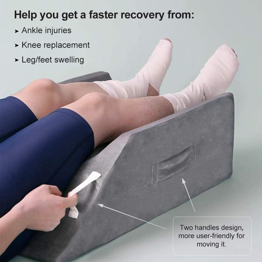 LightEase Post-Surgery Leg, Knee, Ankle Elevation Double Wedge Pillow, Memory Foam Leg Elevating Pillow for Injure, Sleeping, Foot Rest, Reduce Swelling: Home & Kitchen
