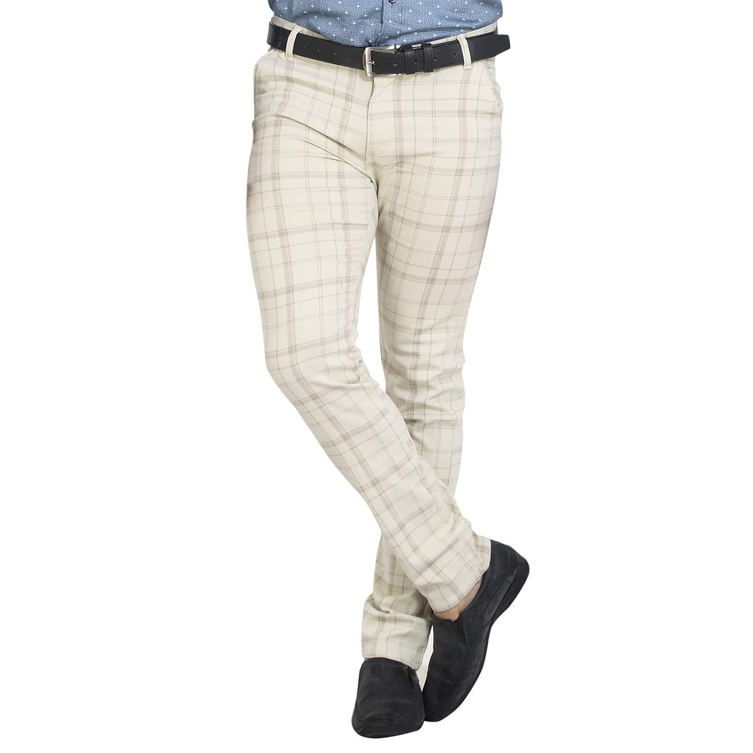 private image checkered blue trousers for mens