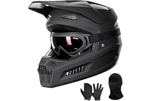 ILM Youth Dirt Bike Helmets Kids ATV Helmet Motorcross BMX Off Road Motorbike with Goggles Gloves Mask DOT Model MT601Y (Matte Black, Youth-Medium)