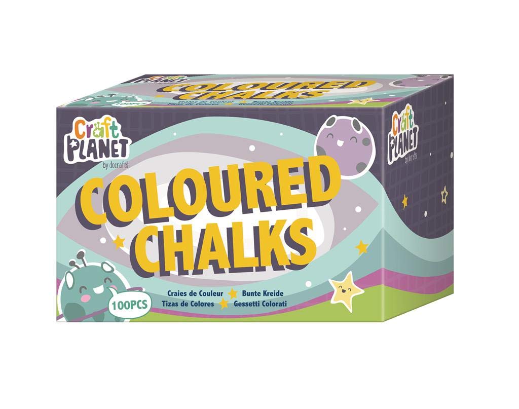 Craft Planet Bulk Chalk, Multicoloured, Pack of 100, Art & Craft Fun, Kids, Drawing, Pavement, Playground, School, Home, Garden, Games, Paper