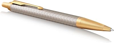Parker IM Ballpoint Pen Premium Warm Silver Medium Blue Ink Gift Box