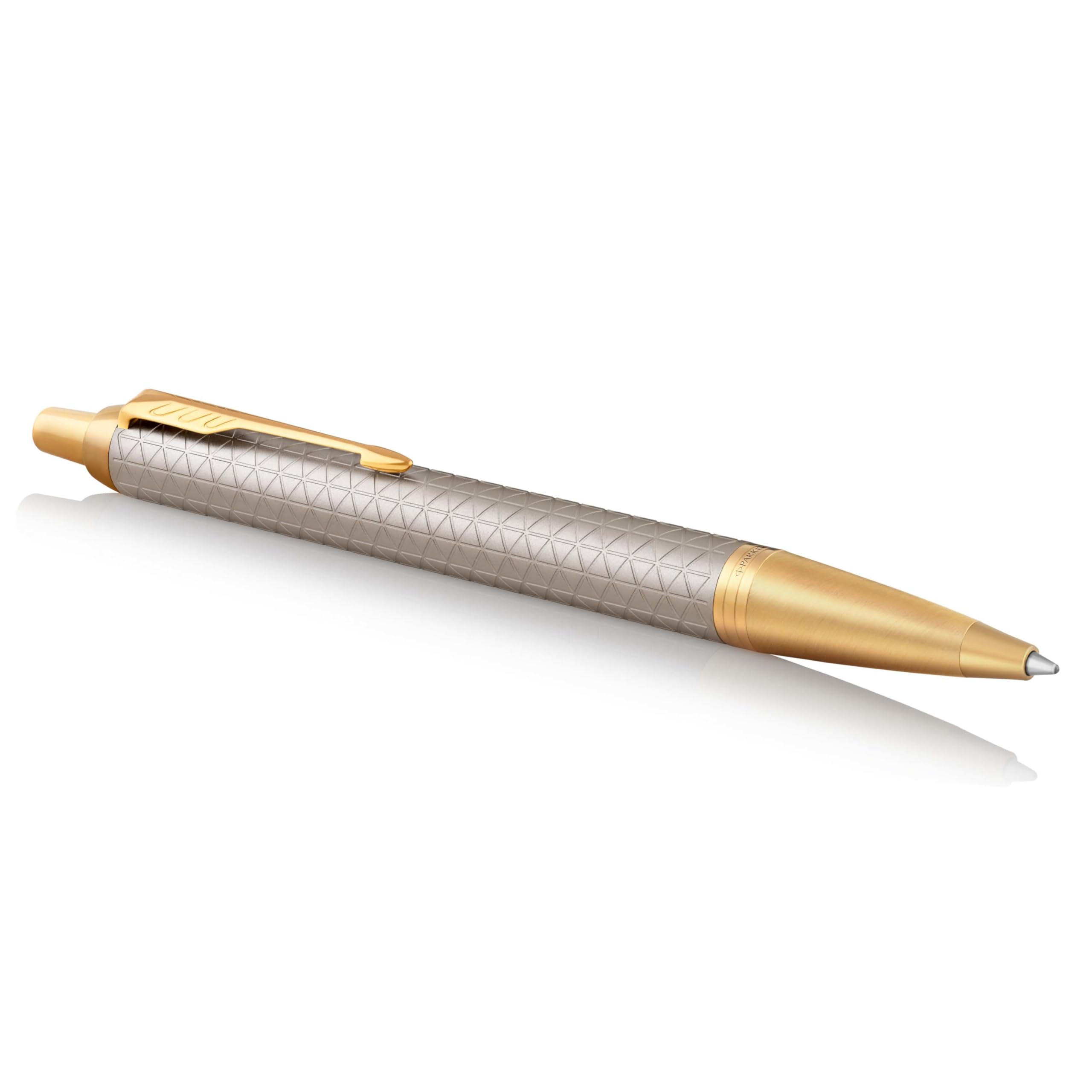 Parker IM Ballpoint Pen | Premium Warm Silver | Medium Point Blue Ink | Gift Box